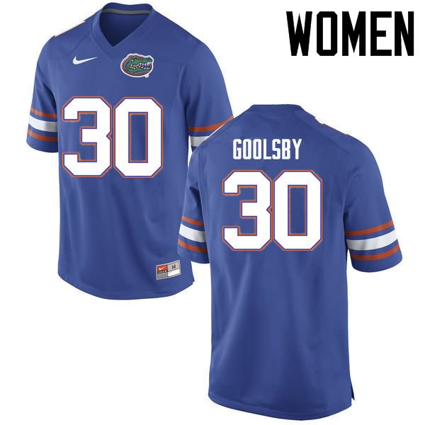 Women's NCAA Florida Gators DeAndre Goolsby #30 Stitched Authentic Nike Blue College Football Jersey PIP4665DC